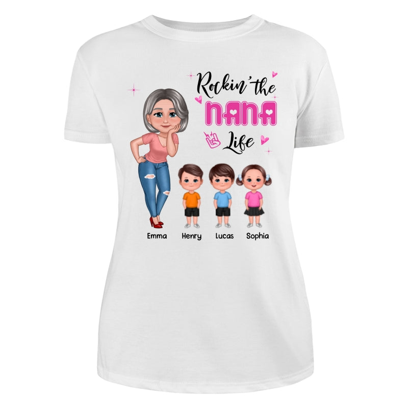 Rockin‘ Grandma Mom Life Pretty Doll Personalized Shirt
