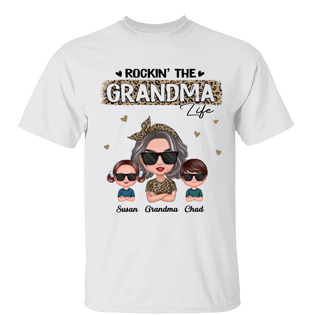 Rockin‘ The Grandma Life Cool Grandma & Grandkids Personalized Shirt