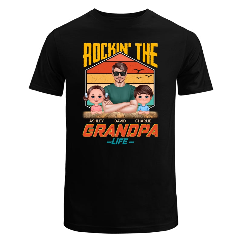 Rockin‘ The Dad Grandpa Life Retro Personalized Shirt