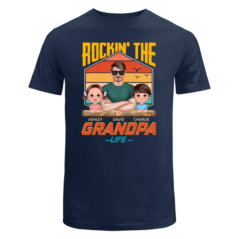 Rockin‘ The Dad Grandpa Life Retro Personalized Shirt