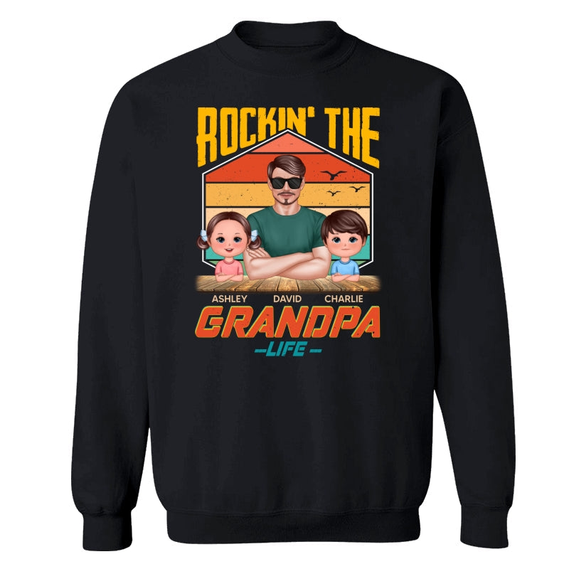 Rockin‘ The Dad Grandpa Life Retro Personalized Shirt