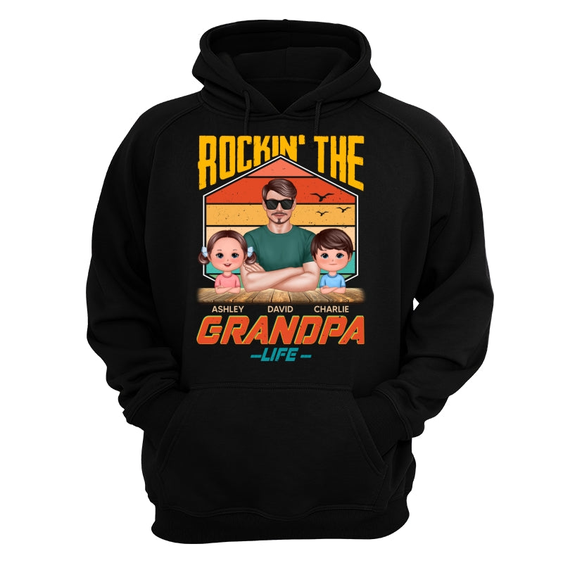Rockin‘ The Dad Grandpa Life Retro Personalized Shirt