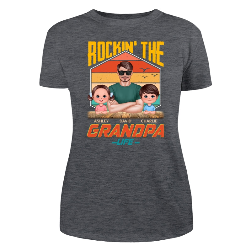 Rockin‘ The Dad Grandpa Life Retro Personalized Shirt