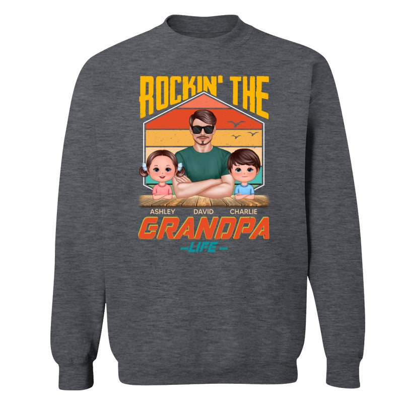 Rockin‘ The Dad Grandpa Life Retro Personalized Shirt