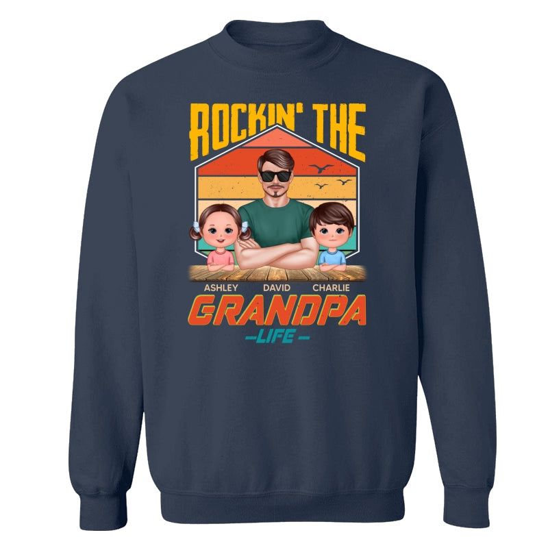 Rockin‘ The Dad Grandpa Life Retro Personalized Shirt