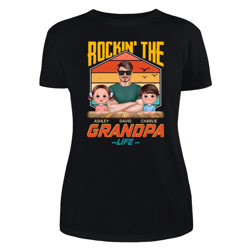 Rockin‘ The Dad Grandpa Life Retro Personalized Shirt