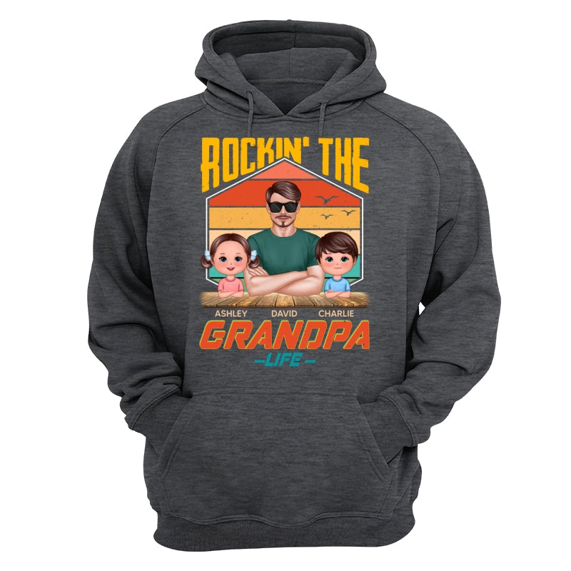 Rockin‘ The Dad Grandpa Life Retro Personalized Shirt