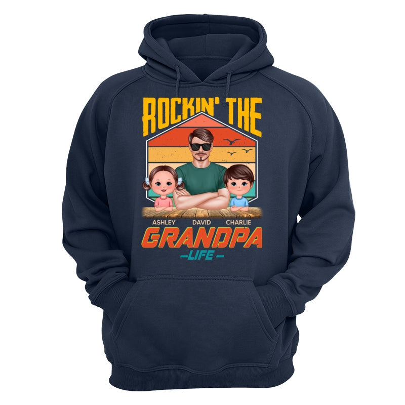 Rockin‘ The Dad Grandpa Life Retro Personalized Shirt