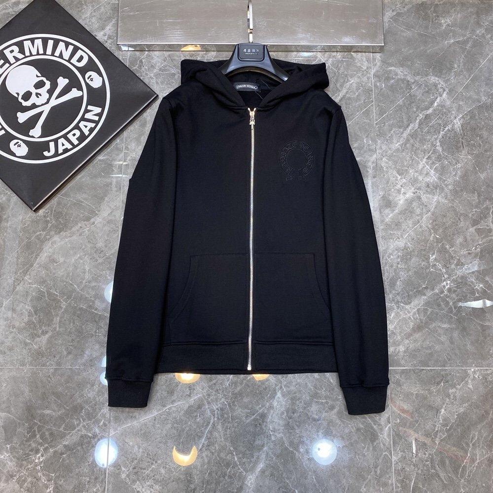 CHH Chrome Heart Hoodie Crowe cotton terry zip-up cardigan hooded sweater