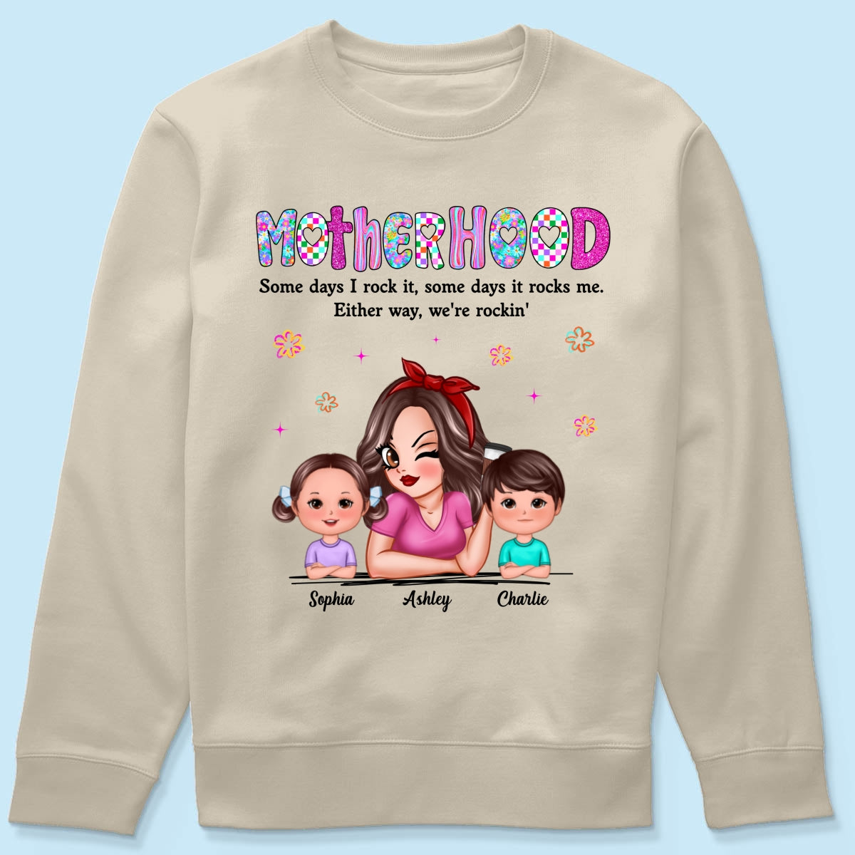 Rockin' Mother Hood Pretty Mom & Kids Personalized Shirt