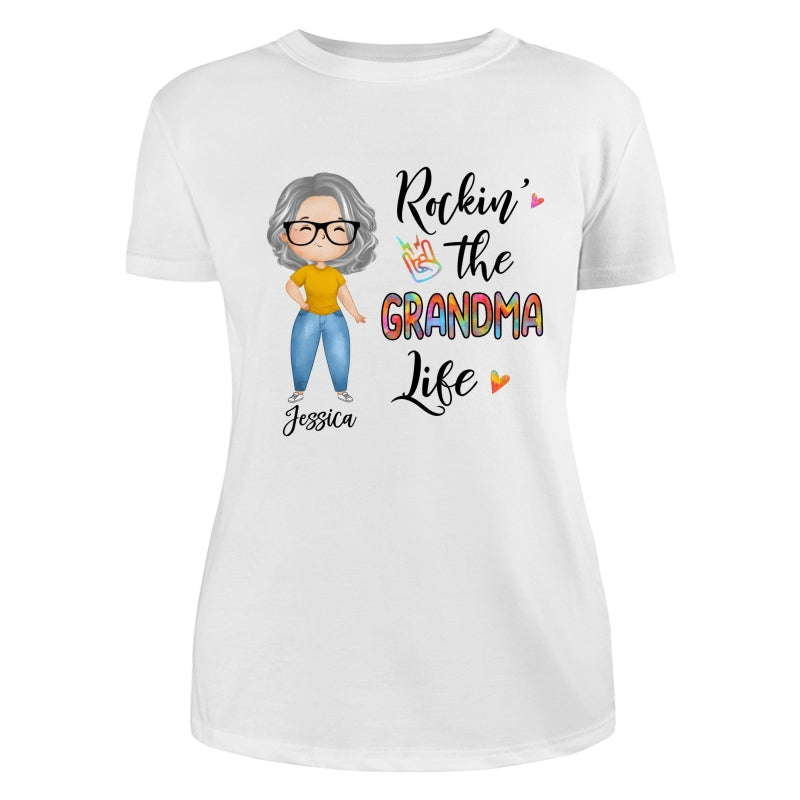 Rockin‘ Grandma Life Watercolor Personalized Shirt